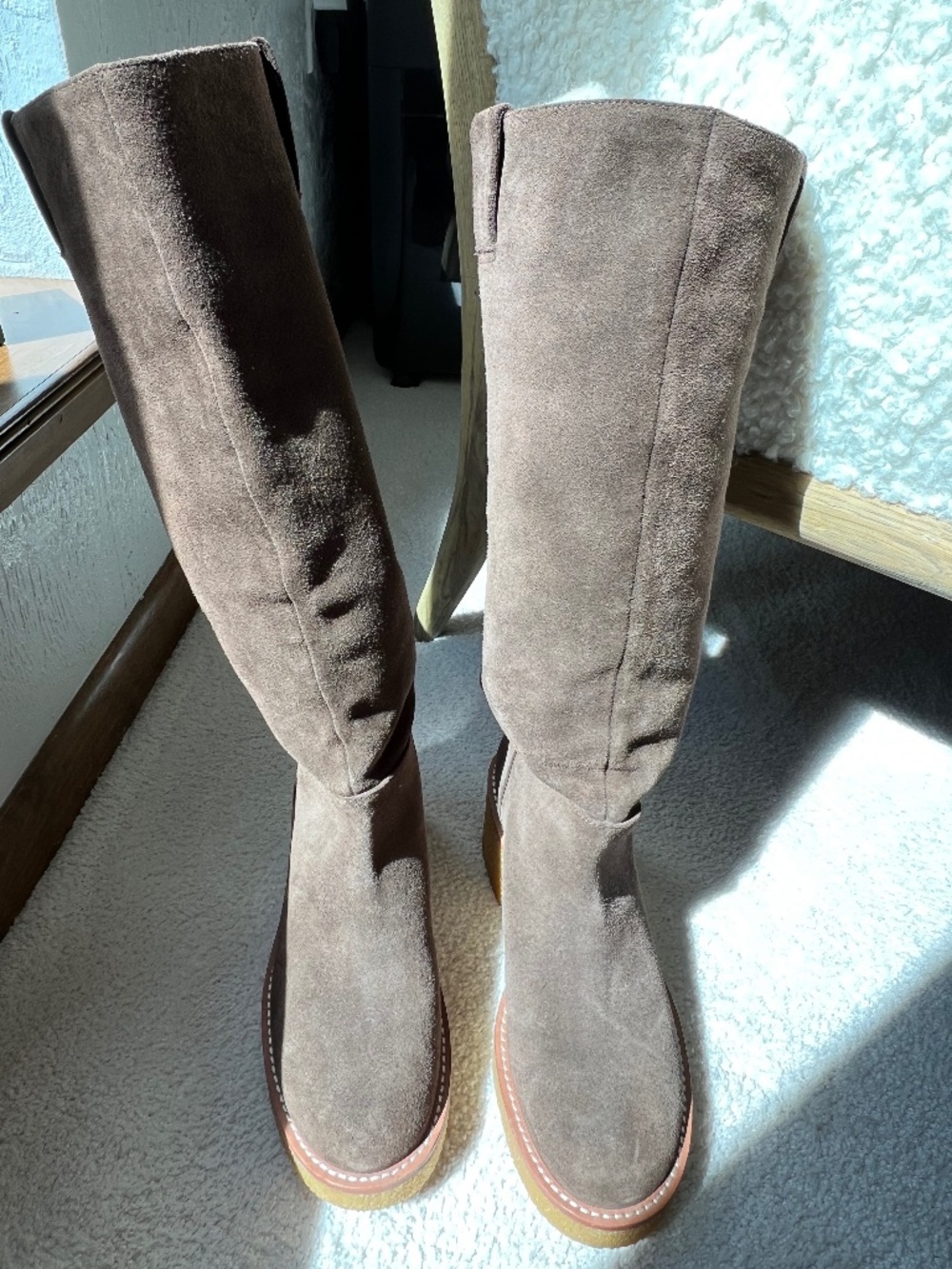 Stuart Weitzman - Montana Slouch Brown Suede Book - Size 8.5 - Worn 1x